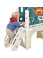 Merax Kids Slide Playset Structure, Freestanding Castle Climbing Crawling Playhouse with Slide, Arch Tunnel, Ring Toss, and Basketball Hoop, Toy Storage Organizer for Toddlers, Kids Climbers Playground