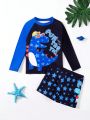 Toddler Boys' Dinosaur Printed Two-Piece Swimsuit Set