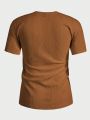 Manfinity Homme Loose Fit Men's Short Sleeve Stretchy Knitted T-Shirt