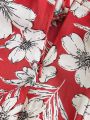 SHEIN VCAY Women's Floral Print Split Hem Spaghetti Straps Dress For Vacation