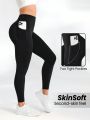 SHEIN Leisure Women'S Solid Color Sport Leggings