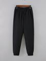 Tween Boy Letter Patched Detail Drawstring Waist Thermal Lined Pants