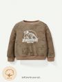 Cozy Cub Boys' Baby Round Neck, Regular Shoulder Dinosaur & Letter Pattern Sweatshirt