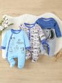 Baby Boys' Cute And Simple Printed Set Of 3, Casual Home Clothes