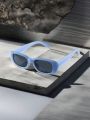 1pc Men's Square Plastic Decorated Fashion Sunglasses