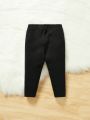 SHEIN Baby Girl Heart Embroidery Thermal Lined Pants