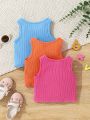 SHEIN Baby Girl Casual Summer Solid Knit Twist Knot Tank Top