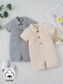 Baby Boy 2pcs/Set Spring/Summer Dual-Color Casual Daily Conservative Romper Shorts