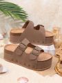 Women's Solid Color Fashion Wedge Heel Thick Sole Sandals