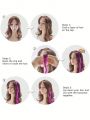 5pcs Set Pink Clip In Synthetic Hair Extension Long Straight For Women Girl Kids With Cosplay