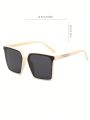 1pc Fashionable Vintage Large Square Frame Sunglasses In European And American Style