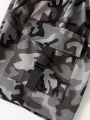 SHEIN Tween Boys Casual Camouflage Print Pattern Patch Pocket Woven Shorts