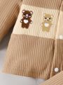 SHEIN Newborn Baby Boys' 8-piece Gift Set With Long-sleeve Bear Print Bodysuits