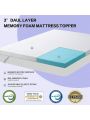 3 Inch Memory Foam Mattress Topper Cooling Gel Infusion Ventilated Design Removable Bamboo Breathable and Washable Cover with Strap