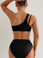 SHEIN Swim Classy Women's One-Shoulder Sleeveless Swimsuit Set