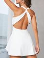 Tennis Casual Solid Color Backless Casual Sports Maxi Dress