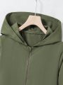 Teen Girls' Solid Color Hooded Jacket