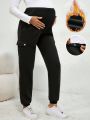 SHEIN Maternity Solid Color Adjustable Waist Pants