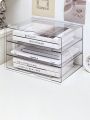 1pc Multilayer File Organizer With 4 Compartments For Exam Papers, Desktop Office Storage Rack
