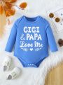 Baby Boys' Cute Casual Letter Slogan Printed Long Sleeve Jumpsuit