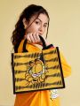 GARFIELD X SHEIN Cartoon Cat Print Yellow Ladies' Handbag