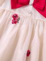 SHEIN Kids CHARMNG Toddler Girls' Gorgeous Party Dress With Bow Decoration