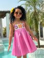 SHEIN Kids Cooltwn Young Girls' Daily Casual Woven Cami Dress