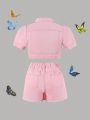 Teen Girl Casual Outdoor Two Piece Set Of Dopamine Color, Cute