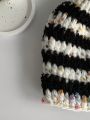 1pc Multicolor Women's Sweet Polka Dot & Striped Knitted Fisherman Hat, Suitable For Daily Wear And Ins Style