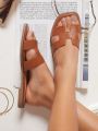 Women's Simple Solid Color Cut Out Flat Sandals