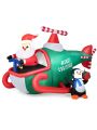 Gymax 6.5FT Inflatable Christmas Flying Helicopter Santa Claus Party Decor w/ LED Lights