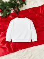 Infant Girls' Casual Long Sleeve Round Neck Sweatshirt With 2024 New Year Pattern, Suitable For Autumn And Winter