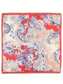 1pc Women's Multicolor Paisley & Cashew Pattern Printed Scarf, Elegant Silk Shawl For Travel, Party And Evening