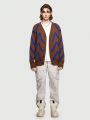 ROMWE Street Life Men's Button-up Collar Cardigan With Drop Shoulder