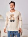 Men's Letter & Cartoon Bear Print Bear Homewear Set