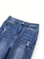 Teen Boys' Denim Jeans, Skinny Fit, Distressed Stretch Washed Jeans, Casual Fashionable Bottoms