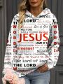 Plus Size Women's Hooded Sweatshirt With Letter Print