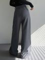Dazy Star Women's Solid Color Wide Leg Suit Pants