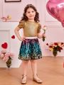 SHEIN Kids CHARMNG Little Girls' Ombre Beaded Skirt
