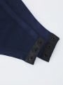 Women's Plus Size Jumpsuit With Keyhole Collar, Dark Blue