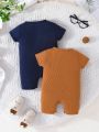 2pcs/Set Baby Boy Simple Letter Romper With Shorts And Top, Summer