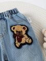 Casual And Cute Baby Boy's Bear Patch Denim Pants