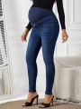 SHEIN Maternity Supportive Adjustable Waist Slim Fit Jeans