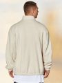 SHEIN Manfinity EMRG Men Letter Patched Detail Drop Shoulder Quarter Zip Fleece Sweatshirt