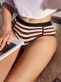 SHEIN 5pcs Color-Block Striped Triangle Underwear With Piping