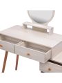 OSQI Makeup Vanity Table with Cushioned Stool, Large Capacity Storage Cabinet, 5 Drawers, Large Round Mirror, Fasionable Makeup Furniture (31.5