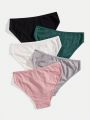 5pcs Women'S Solid Color Triangle Panties