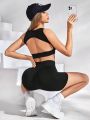 Women'S Backless Tank Top And Shorts Sport Set