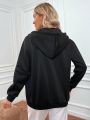 Women'S Embroidered Zipper Hooded Sweatshirt