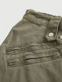 ROMWE Grunge Punk Plus Size Flap Pocket Utility Denim Jeans